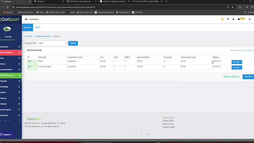 Step 9) Pay US Club Soccer Fees